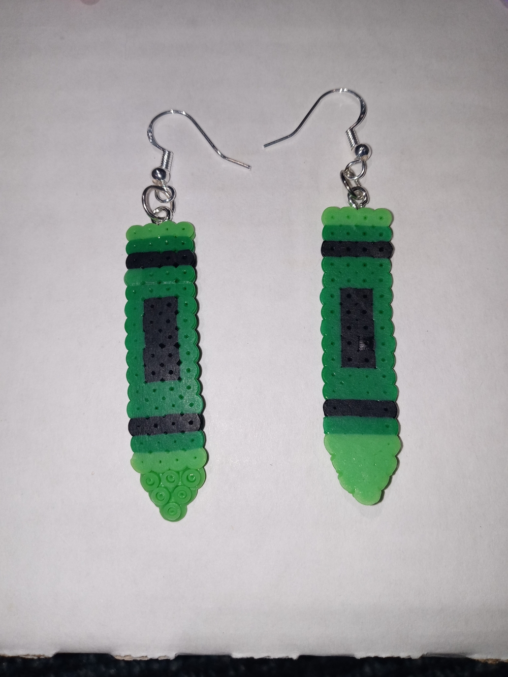 Green and Black Bead Stripe Dangle Earrings - Women Jewelry